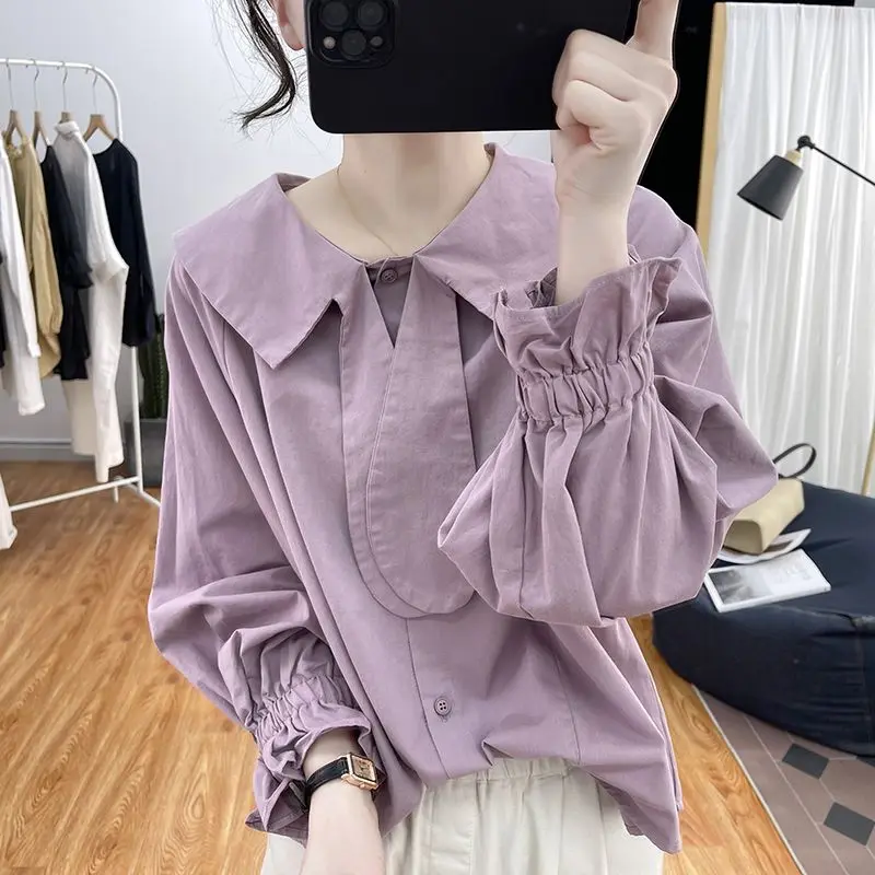 DUOFAN Lantern Sleeve Blouses Women Cotton Doll Neck Long Sleeve Shirts Lady Spring Autumn Loose Lotus Leaf Sleeve Tops Shirt
DUOFAN Lantern Sleeve Blouses Women Cotton Doll Neck Long Sleeve Shirts Lady Spring Autumn Loose Lotus Leaf Sleeve Tops Shirt