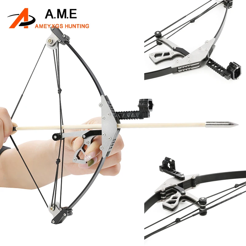 

1 Set Mini Compound Bow Archery 8-10lbs Portable Short Axis Triangle Bow Powerful Bow and Arrow Outdoor Shooting Sports