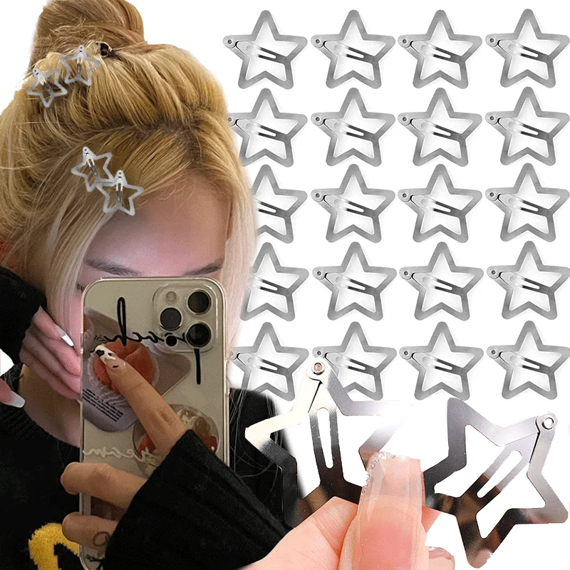 50Pcs Silver Y2K Star Hairpins Gold Filigree Stars Metal Snap Hair Clips for Kids Girls Side HairGrip Barrettes for Women
50Pcs Silver Y2K Star Hairpins Gold Filigree Stars Metal Snap Hair Clips for Kids Girls Side HairGrip Barrettes for Women