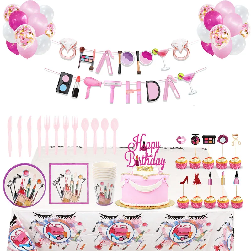 SPA Cosmetics Beauty Theme Party Supplies Tableware Paper Cup Plate Napkins Pennant Wedding Event Girl Birthday Party Decoration
SPA Cosmetics Beauty Theme Party Supplies Tableware Paper Cup Plate Napkins Pennant Wedding Event Girl Birthday Party Decoration