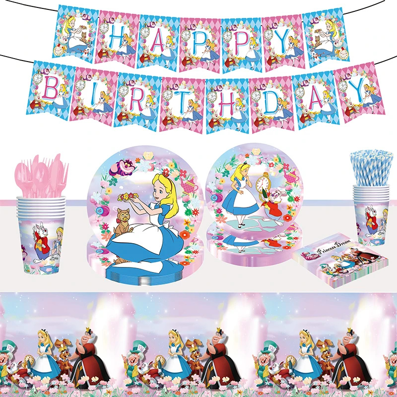 

Disney Princess Happy Girl Child Birthday Theme Party Decoration Paper Cup Plate Banner Tablecloth Cake Decor Backdrop