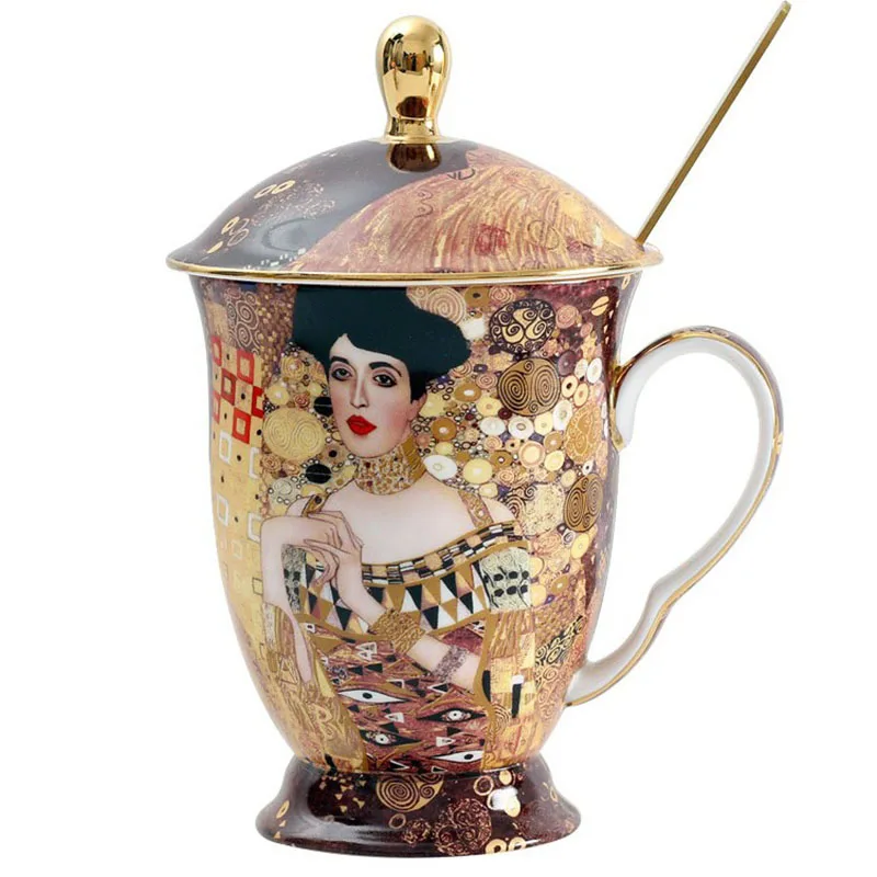 Chinese Coffee Cups with Lid Spoon Vintage Klimt Painting Tea Cup with Lid Luxury Gift Handmade Bubble Tea Cup Bone China Mug
Chinese Coffee Cups with Lid Spoon Vintage Klimt Painting Tea Cup with Lid Luxury Gift Handmade Bubble Tea Cup Bone China Mug