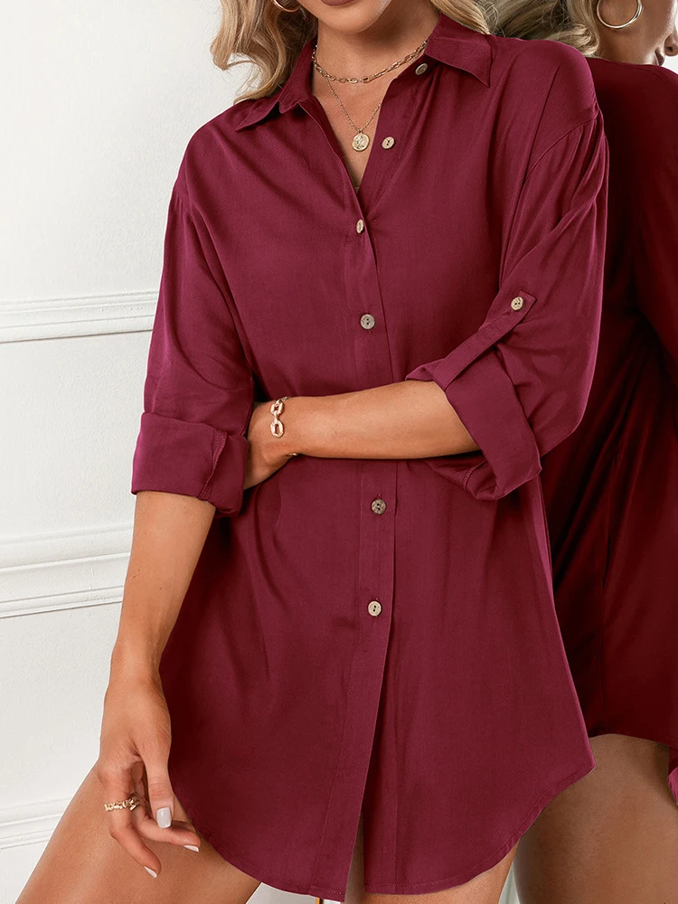 Summer Women Chiffon Blouse Single Breasted Long Sleeve Loose Tops Ladies Harajuku Casual Solid Shirts Blusas Mujer Female
Summer Women Chiffon Blouse Single Breasted Long Sleeve Loose Tops Ladies Harajuku Casual Solid Shirts Blusas Mujer Female