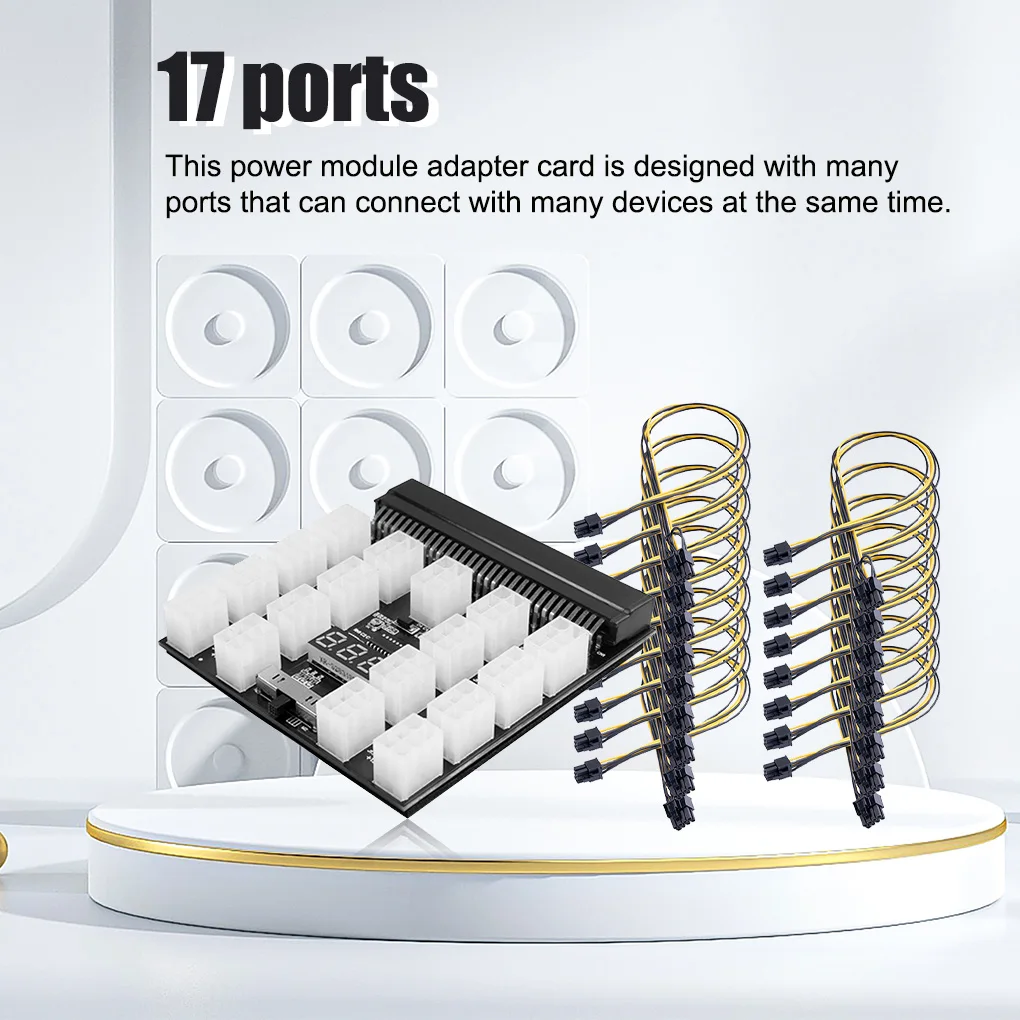 17 Ports Power Module Breakout Board for Server Video Card Converter 750W-1200W 6pin Adapter Cord Kit Accessory
17 Ports Power Module Breakout Board for Server Video Card Converter 750W-1200W 6pin Adapter Cord Kit Accessory