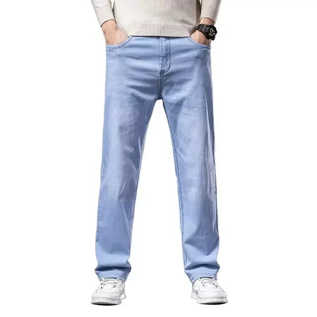 Jeans Business Casual Cotton Stretch Denim Pants Male Brand Plus Size 40 42 44Size 40 42 44 Blue Straight-leg
Jeans Business Casual Cotton Stretch Denim Pants Male Brand Plus Size 40 42 44Size 40 42 44 Blue Straight-leg