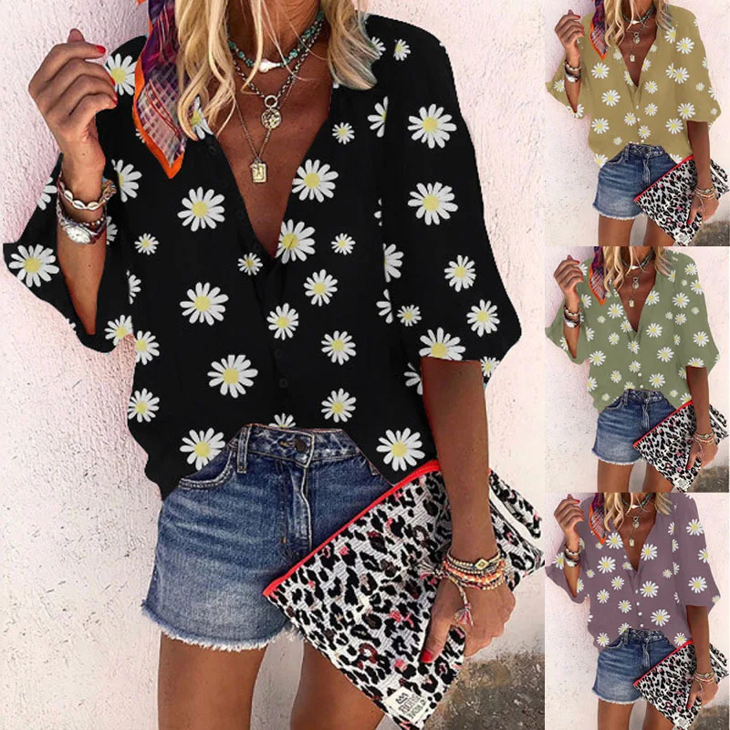 Women Blouses Print Buttons Ladies Shirts V-Neck Long Sleeve Blouse Female Tops 2023 Spring Summer Casual Shirt Mujer Top Black
Women Blouses Print Buttons Ladies Shirts V-Neck Long Sleeve Blouse Female Tops 2023 Spring Summer Casual Shirt Mujer Top Black