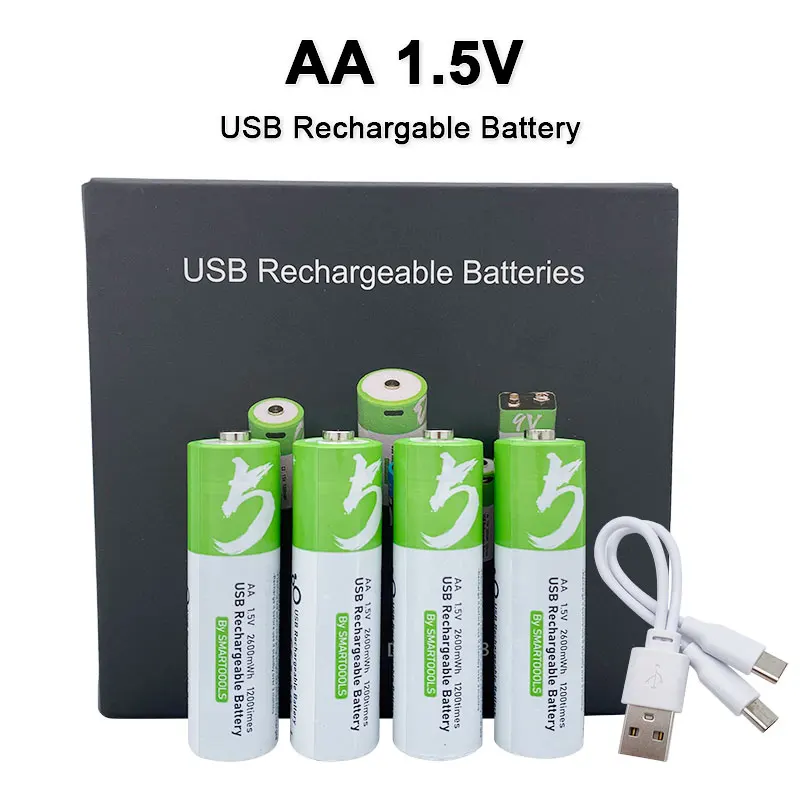 

4 шт., аккумуляторные литий-ионные батарейки 1,5 в AA МВт-ч