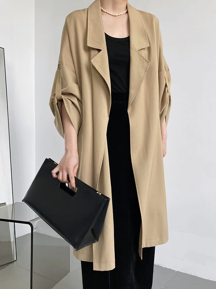 FTLZZ Spring Autumn Elegant Women Turn-down Collar Sash Tie Up Trench Coat Casual Female Button Long Sleeve Solid Coat
FTLZZ Spring Autumn Elegant Women Turn-down Collar Sash Tie Up Trench Coat Casual Female Button Long Sleeve Solid Coat