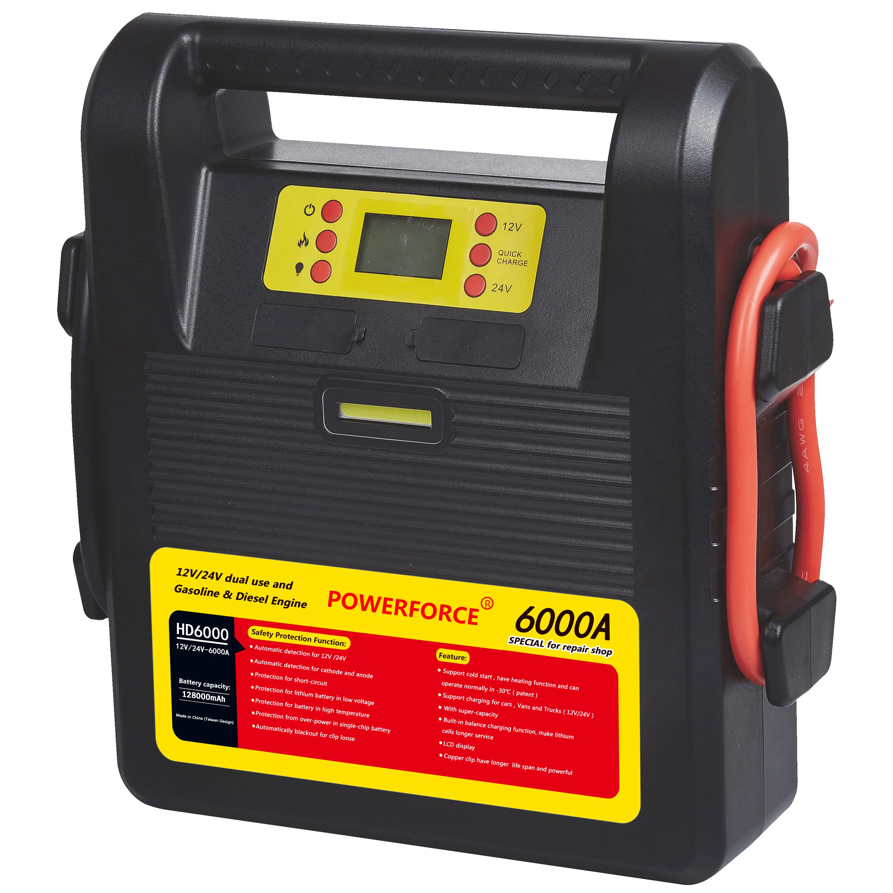 Heavy Duty Lorry Truck 128000mAh Portable Battery Charger 6000A Booster Jump Starter Can Start Bus/Semi-Truck/Excavator
Heavy Duty Lorry Truck 128000mAh Portable Battery Charger 6000A Booster Jump Starter Can Start Bus/Semi-Truck/Excavator