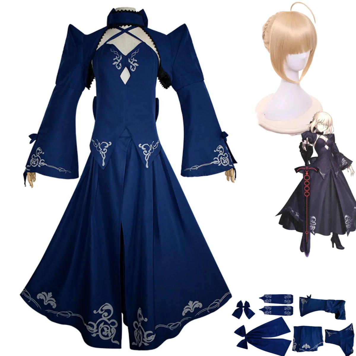 Костюм для косплея Arturia Pendragon из аниме Fate/stay Night униформа в виде саблей