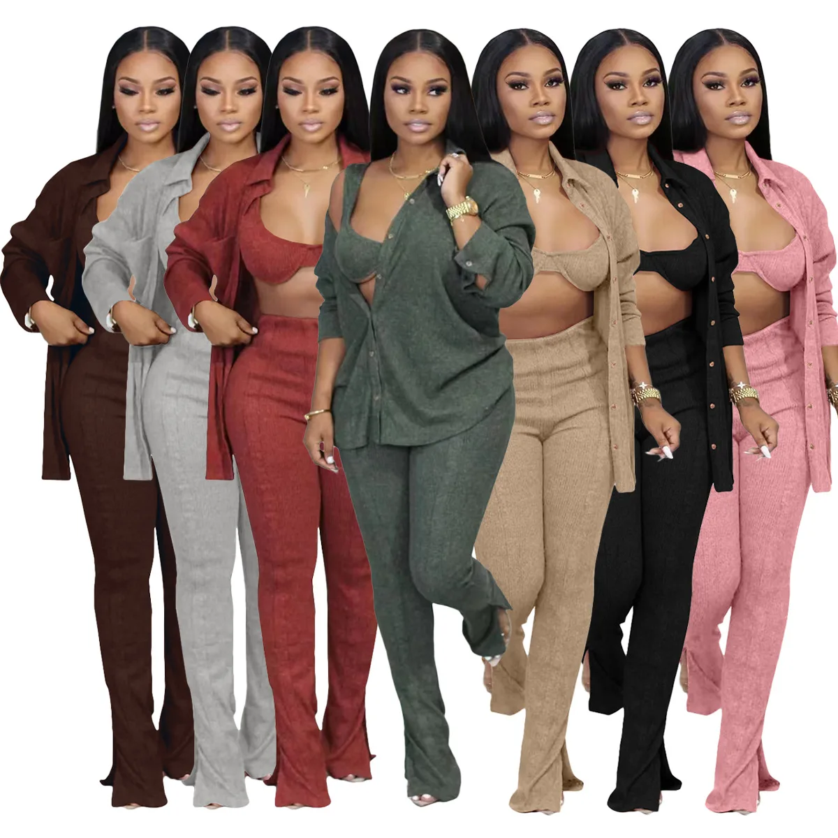 3 Piece Set Sweater Shirt Casual Women Tracksuirt+Knit Ribbed Streetwear Matching Set Clothes For Women Outfit Long Pants
3 Piece Set Sweater Shirt Casual Women Tracksuirt+Knit Ribbed Streetwear Matching Set Clothes For Women Outfit Long Pants