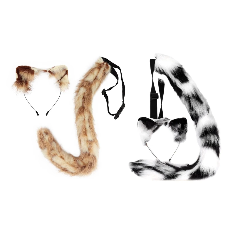Женская повязка на голову и искусственный мех, комплект лисьего хвоста, костюмы для косплея Y1QD