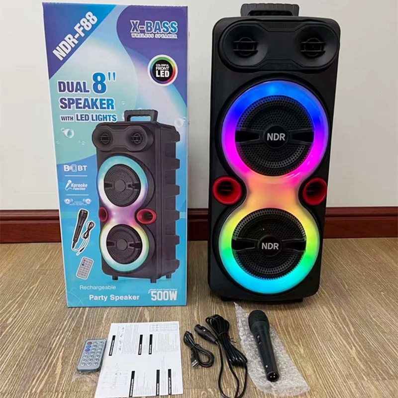 500W Outdoor Partybox Big Bass Trolley Box RGB Wireless Sound Column Portable Subwoofer Karaoke Bluetooth Speaker FM With Mic
500W Outdoor Partybox Big Bass Trolley Box RGB Wireless Sound Column Portable Subwoofer Karaoke Bluetooth Speaker FM With Mic