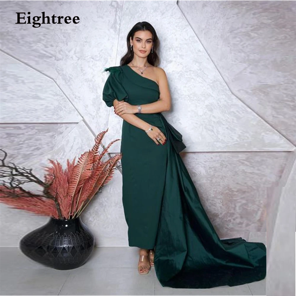 

Eightree Emerald Green Evening Dresses Abendkleider Dubai One Shoulder Mermaid Stain Feathers Party Dresse Robes De Soiré 2022