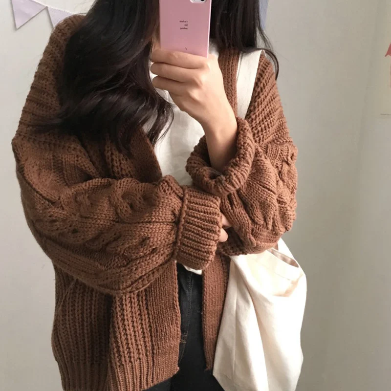 Oversized Knit Sweater Brown 2022 Autumn Winter New Women Korean Fashion Sweet Long Sleeve Twisted Knitted Coat Sweater Cardigan
Oversized Knit Sweater Brown 2022 Autumn Winter New Women Korean Fashion Sweet Long Sleeve Twisted Knitted Coat Sweater Cardigan