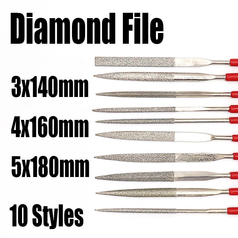 2PCS Diamond File 3x140mm 4x160mm 5x180mm Mini Needle File Grinding Tool Hand Tool For Polishing Stone/Glass/Metal/Carving Craft
2PCS Diamond File 3x140mm 4x160mm 5x180mm Mini Needle File Grinding Tool Hand Tool For Polishing Stone/Glass/Metal/Carving Craft