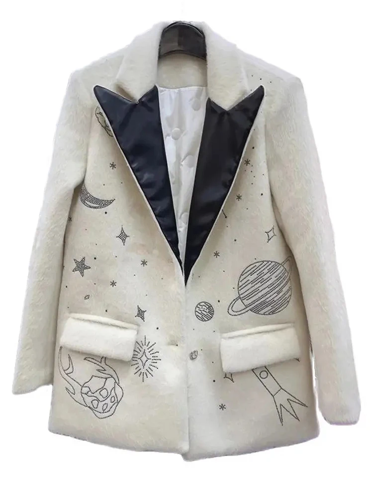 VERDEJULIAY Runway Fashion Autumn Winter Jacket Women Design Beige Black Universe Letters Print Elegant Blends Coat
VERDEJULIAY Runway Fashion Autumn Winter Jacket Women Design Beige Black Universe Letters Print Elegant Blends Coat