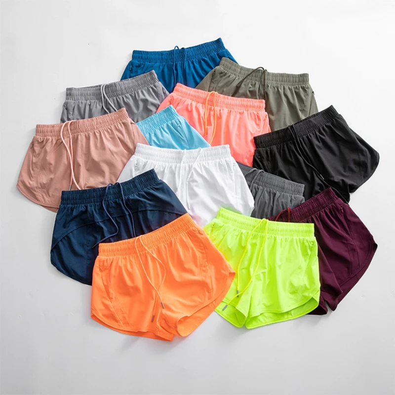 

Women High-Rise Lined Short 4" Built-in Liner Lightweight Swift Mesh Fabric Quick-drying Running Shorts With Side Zipper Pocket