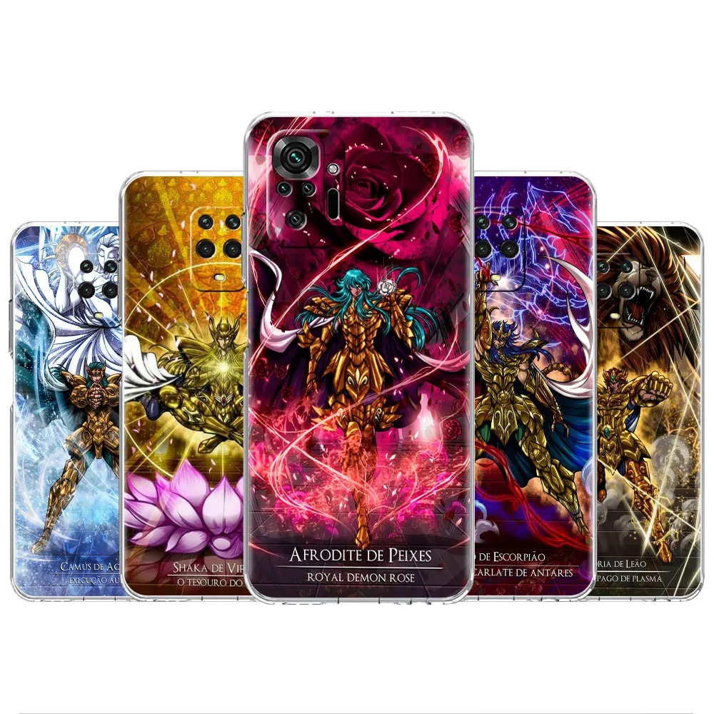 

ShockProof Case for Xiaomi Redmi Note 11S 11 10 9 8 11E K40 Pro 9S 9A 9C 8T 7 9 4G 10C Soft funda Cover Saint Seiya Knights