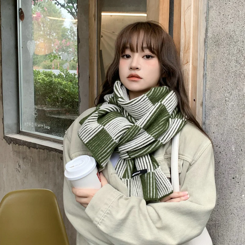 Korean Style Checkerboard Knitted Cotton Scarf Winter Warm Soft Neckerchief Woolen Yarn Skinny Comfortable Scarf For Women 
Korean Style Checkerboard Knitted Cotton Scarf Winter Warm Soft Neckerchief Woolen Yarn Skinny Comfortable Scarf For Women