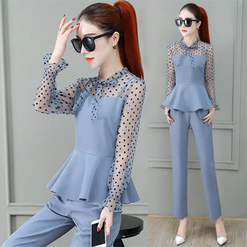 Womens OL 2 Piece Sets Print Long Sleeve Top + Straight Pants Suit Elegant Women Vintage Office Casual Clothes Sets J421
Womens OL 2 Piece Sets Print Long Sleeve Top + Straight Pants Suit Elegant Women Vintage Office Casual Clothes Sets J421