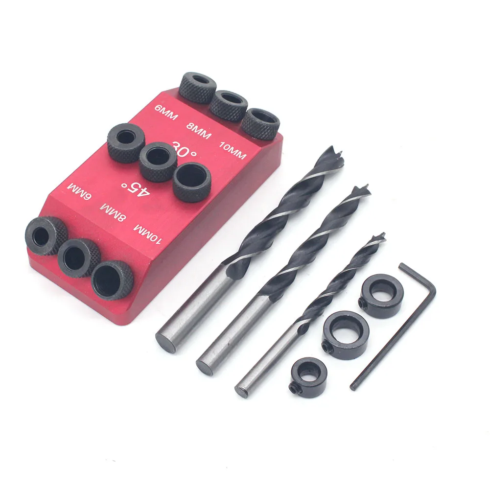 

Professional Woodworking Pocket Hole Jig Kits Carpenter Multi-angle Drilling Guide Hole Punching Locator Positioner Kits