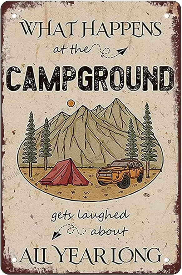 

Campground Funny Coffee Metal Tin Sign For Home Office Coffee Bar Decor nostalgic Retro metal Funny sign gift 8x12in