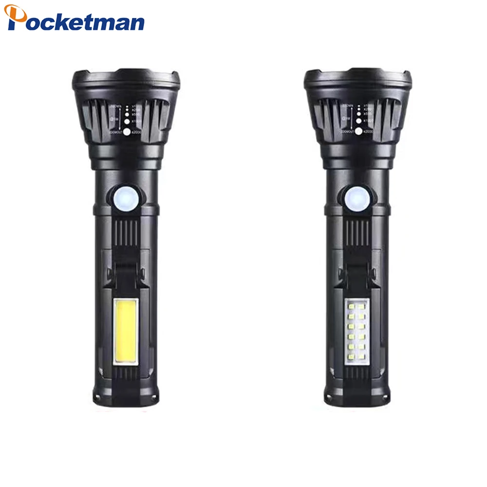 

High Lumen XPE+12*LED/12*COB LED Flashlight 3 Lighting Modes USB Rechargeable Flashlights Waterproof Torch with Built-in Battery