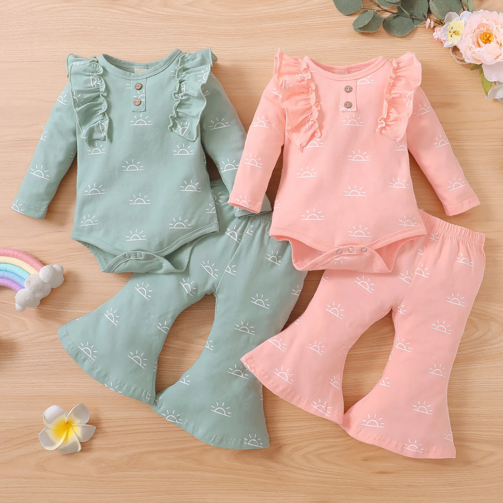 Infant Baby Girls Two-Piece Suit Long Sleeve Ruffles Sun Printed Romper Active Wear for Teen Girls 5 Toddler Girls Clothing
Infant Baby Girls Two-Piece Suit Long Sleeve Ruffles Sun Printed Romper Active Wear for Teen Girls 5 Toddler Girls Clothing
