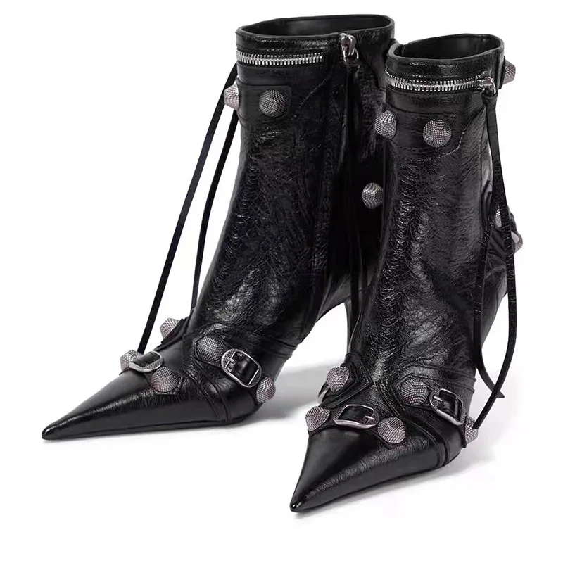 Point Toe Thin Heels Luxury Brand Women Shoes Buckle Ankle Boots Designer Botas Motorcycle Zapatos Mujer Biker Chaussure Femme
Point Toe Thin Heels Luxury Brand Women Shoes Buckle Ankle Boots Designer Botas Motorcycle Zapatos Mujer Biker Chaussure Femme