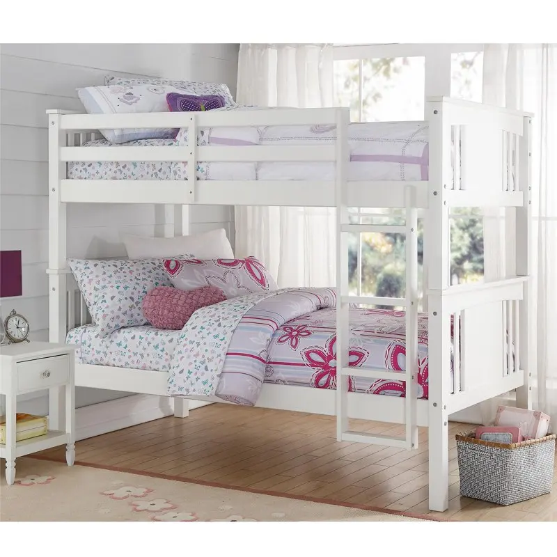 

Homes and Gardens Flynn Twin Size Bunk Bed for Kids, White