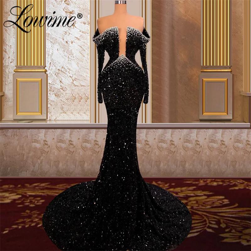 Lowime Black Sequins Mermaid Women Evening Dresses 2022 Customize Long Party Dress For Weddings Plus Size Off Shoulder Prom Gown
Lowime Black Sequins Mermaid Women Evening Dresses 2022 Customize Long Party Dress For Weddings Plus Size Off Shoulder Prom Gown
