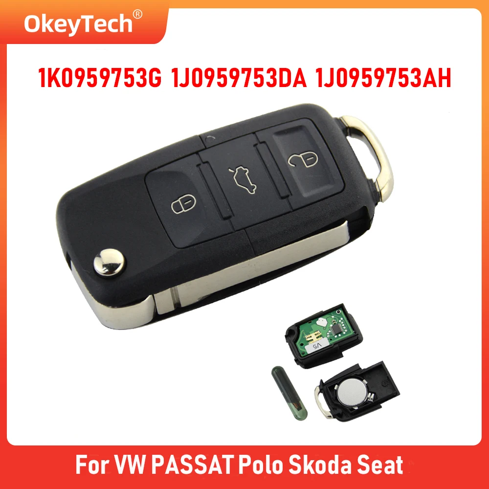 OkeyTech Remote Car Key Fob For VW PASSAT Polo Skoda Seat Polo/Golf/Beetle 3 Button Flip 1J0959753 DA/AH 1K0959753G 434Mhz ID48
OkeyTech Remote Car Key Fob For VW PASSAT Polo Skoda Seat Polo/Golf/Beetle 3 Button Flip 1J0959753 DA/AH 1K0959753G 434Mhz ID48