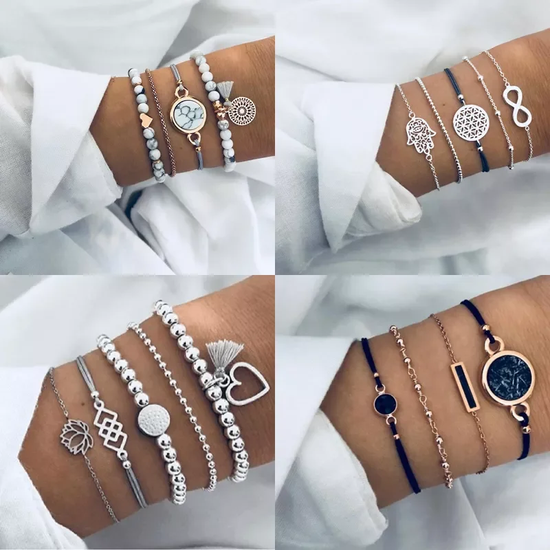 Geometric Bracelet & Bangle Sets For Women Vintage Star Map Hand Heart charm Beads Chains Fashion Jewelry Accessories
Geometric Bracelet & Bangle Sets For Women Vintage Star Map Hand Heart charm Beads Chains Fashion Jewelry Accessories