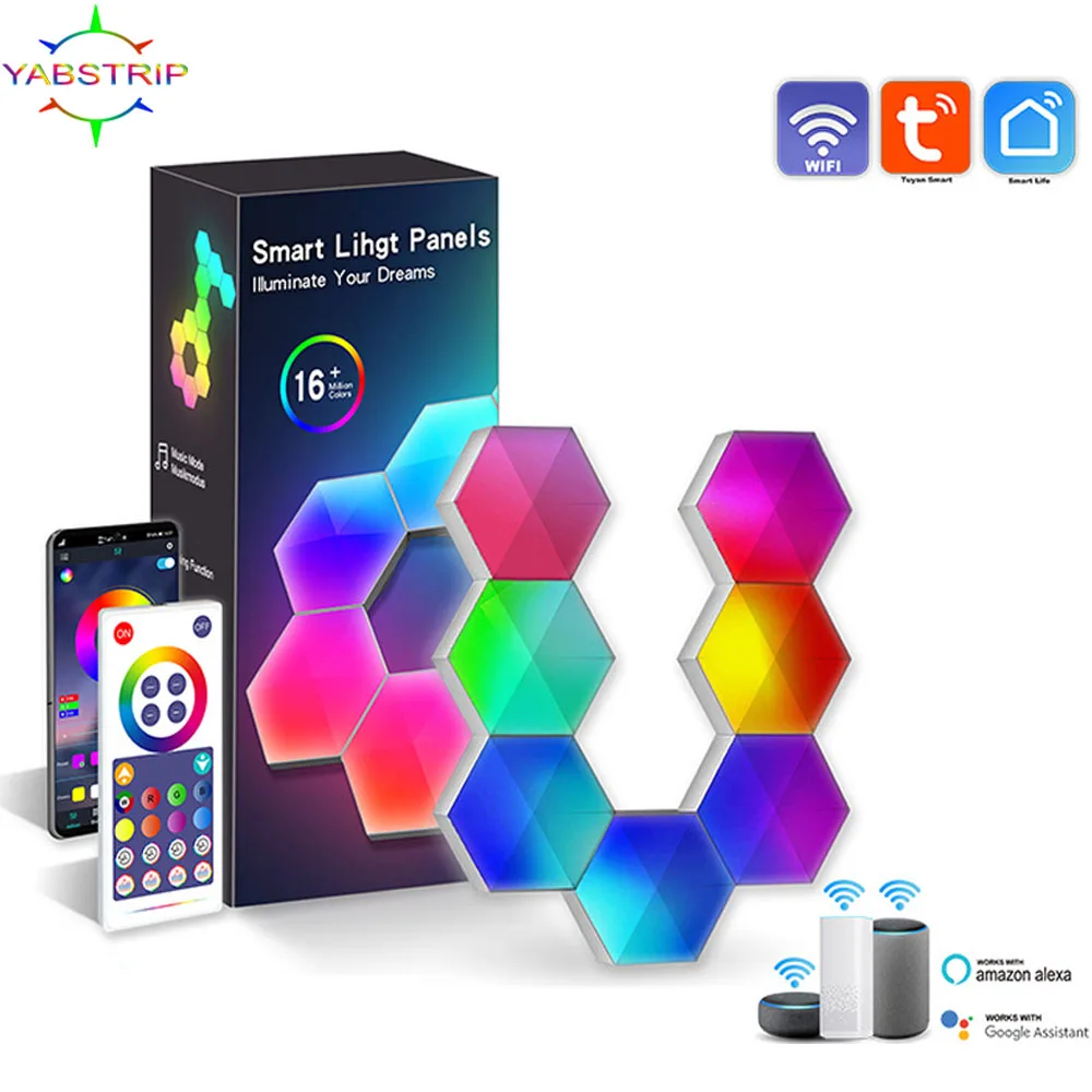 Светодиодные шестигранные лампы 1-12 RGB TuYa комнатное настенное освещение с