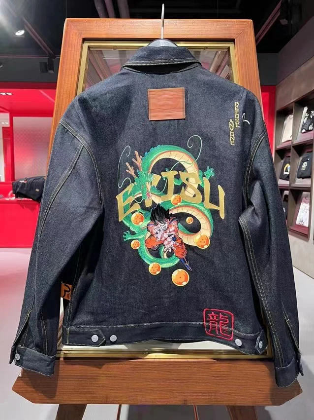 

Trendy brand 2022 spring and autumn new Dragon Ball joint men's Shenlong Wukong pattern Fushen casual denim jacket