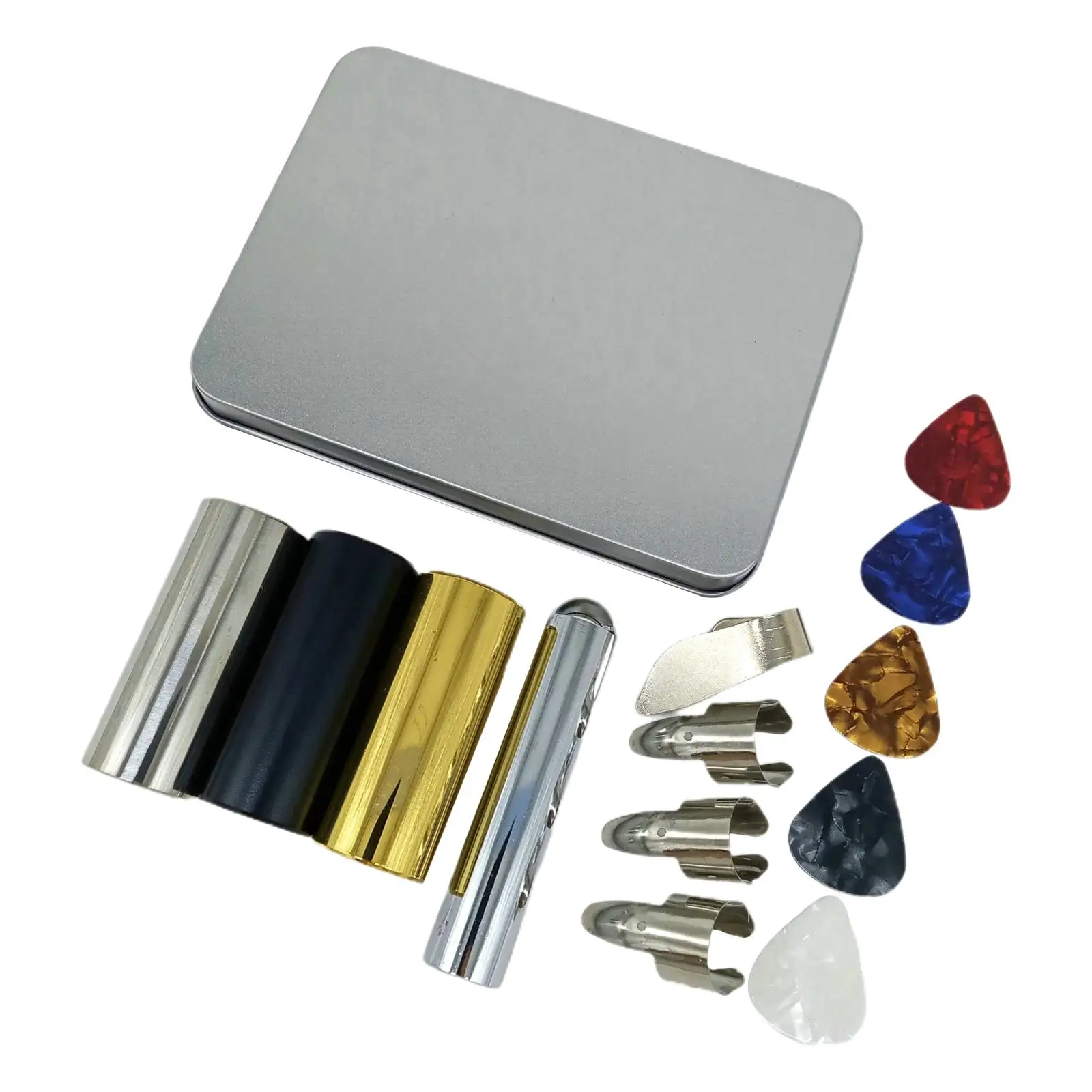 14 Pieces Guitar Slide Stainless Steel Slide Bar Thumb & Finger Picks Plectrums with Iron Case for Electric Guitar Accessories
14 Pieces Guitar Slide Stainless Steel Slide Bar Thumb & Finger Picks Plectrums with Iron Case for Electric Guitar Accessories
