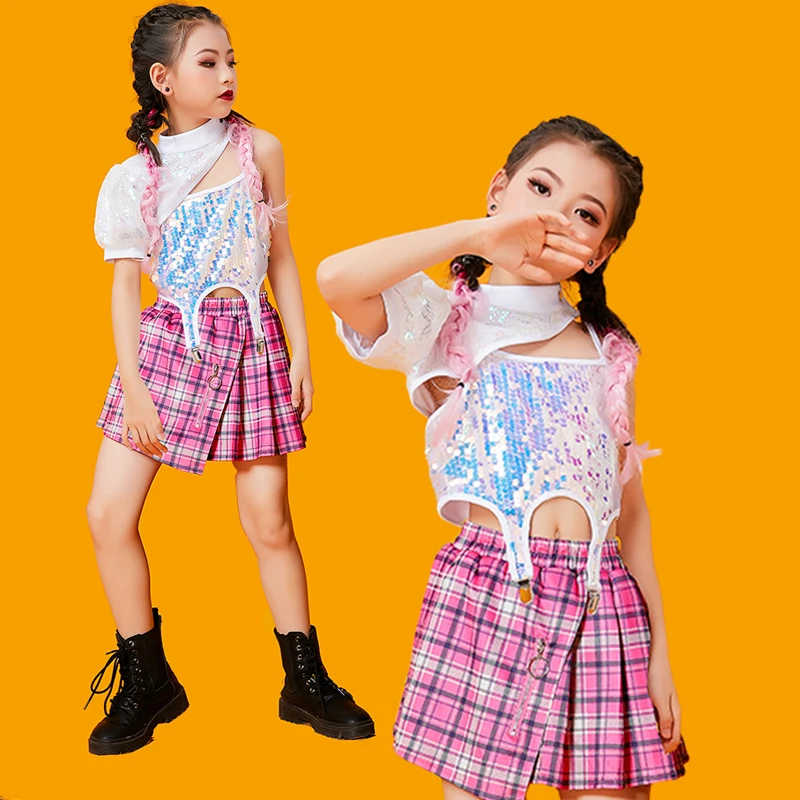 

Children Cheerleading Costumes Girls Jazz Dance Catwalk Performance Stage Outfits Ballroom Hip Hop Dance Rave Clothes DQS10654