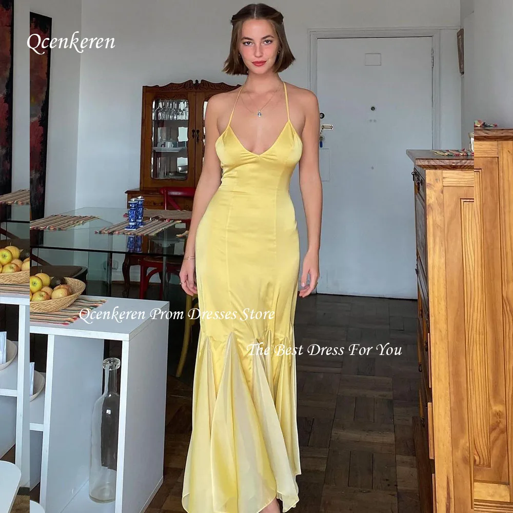 Qcenkern V-Neck Evening Dress Simple Slim Backless Satin Spaghetti Strap Mermaid Ankle-Length Prom Dress
Qcenkern V-Neck Evening Dress Simple Slim Backless Satin Spaghetti Strap Mermaid Ankle-Length Prom Dress