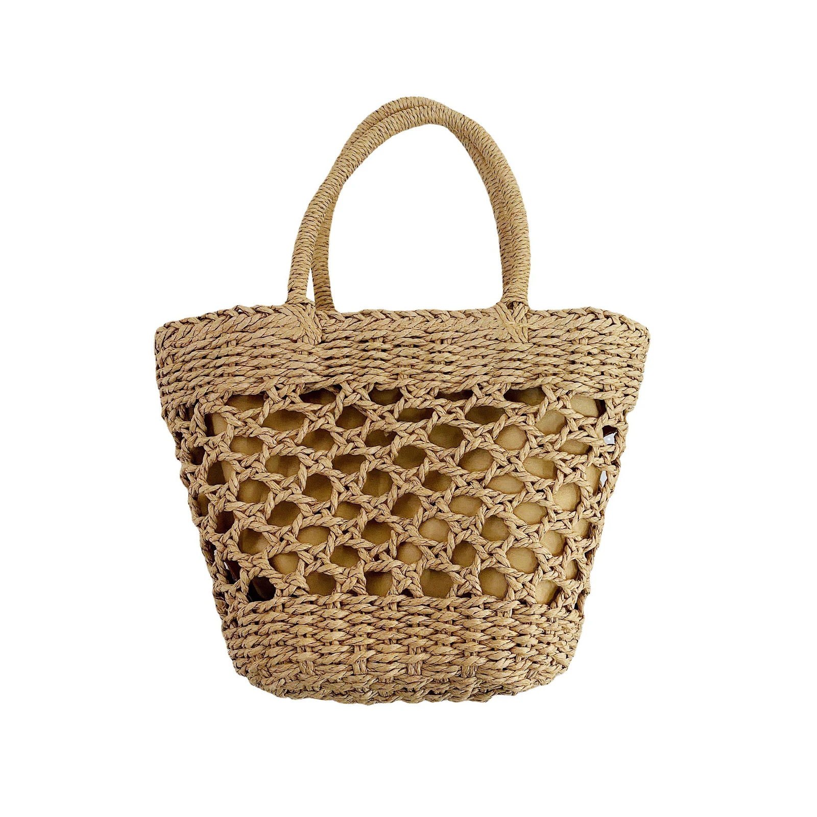 Женская сумка-тоут в стиле ретро для отпуска, вместительная пляжная сумка с отверстиями, однотонная сумка для покупок