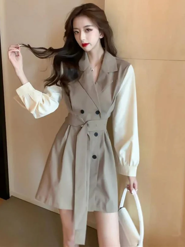 HOUZHOU Elegant Dress Women Long Sleeve Office Lady Short Dresses Autumn Vintage Patchwork Suit Collar Fashion Female Robe
HOUZHOU Elegant Dress Women Long Sleeve Office Lady Short Dresses Autumn Vintage Patchwork Suit Collar Fashion Female Robe