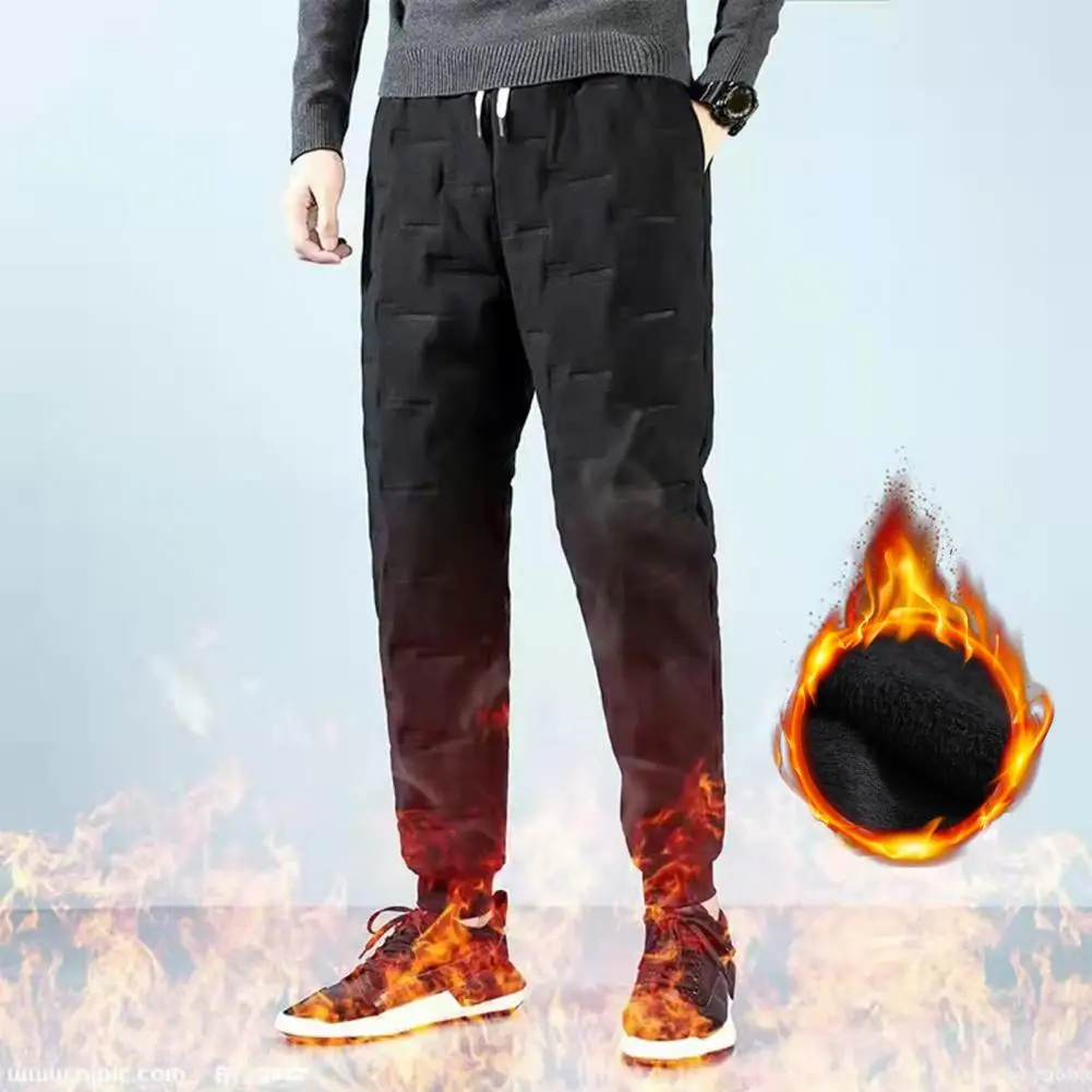 Winter Men Pants Cotton Padded Elastic Waist Solid Color Thickened Plush Lining Coldproof Trousers for Daily Wear
Winter Men Pants Cotton Padded Elastic Waist Solid Color Thickened Plush Lining Coldproof Trousers for Daily Wear