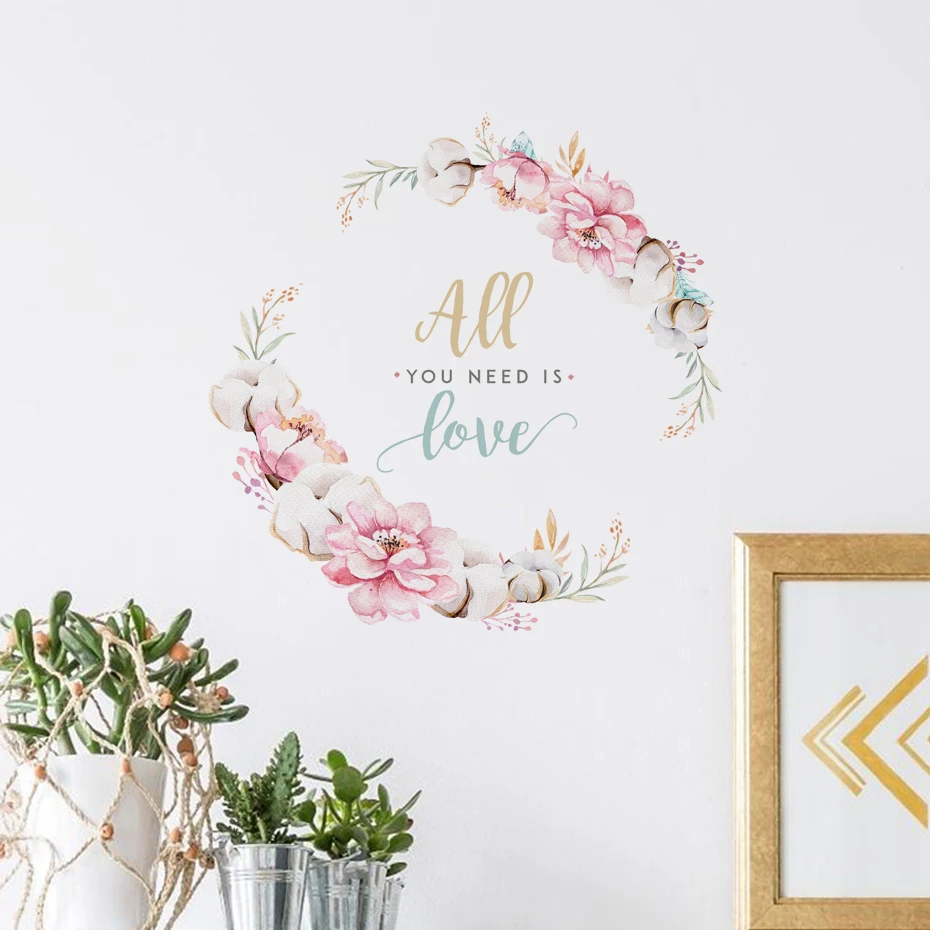 Watercolor Romantic Flower Design Sakura Wreath Flower Blessings Wall Sticker For BedRoom Wall Art Decals Vinyl Mural Home Decor
Watercolor Romantic Flower Design Sakura Wreath Flower Blessings Wall Sticker For BedRoom Wall Art Decals Vinyl Mural Home Decor