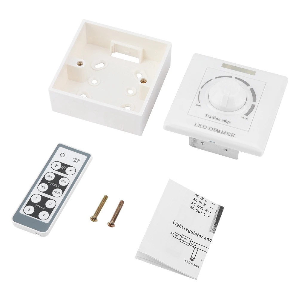 LED Light Adjustable Dimmer Switch Brightness Control + IR Remote Controller 200W(110V)
LED Light Adjustable Dimmer Switch Brightness Control + IR Remote Controller 200W(110V)