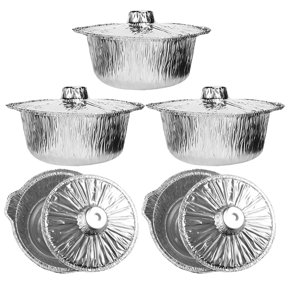 5Pcs Aluminum Foils Pans Barbecue Foil Pans Lidded Foil Pots Multi-function BBQ Food Heating Pans
5Pcs Aluminum Foils Pans Barbecue Foil Pans Lidded Foil Pots Multi-function BBQ Food Heating Pans