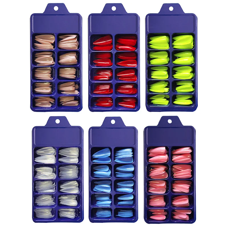100pcs False Nails Super long pointed solid color ballet armor 100 pieces of blister small blue box fake nail patch finishedgood
100pcs False Nails Super long pointed solid color ballet armor 100 pieces of blister small blue box fake nail patch finishedgood