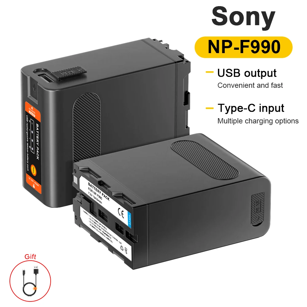 Литий-ионный аккумулятор NP-F990 13400 мАч со светодиодным индикатором питания для Sony