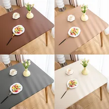 Waterproof Oilproof Tablecloth PU Leather Table Cover Student Desk Mat Office Decor Protector Custom Elasticity Table Cloth