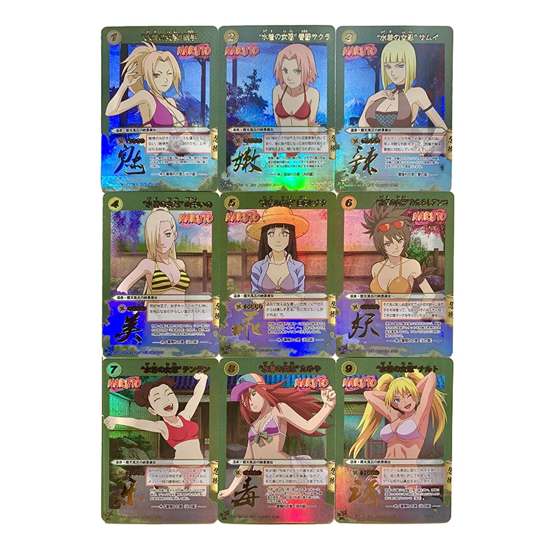9pcs/set Naruto Tsunade Yamanaka Ino Outdoor Hot Spring Swimsuit Ninja ACG Sexy Kawaii Anime Game Collection Cards Gift Toys
9pcs/set Naruto Tsunade Yamanaka Ino Outdoor Hot Spring Swimsuit Ninja ACG Sexy Kawaii Anime Game Collection Cards Gift Toys