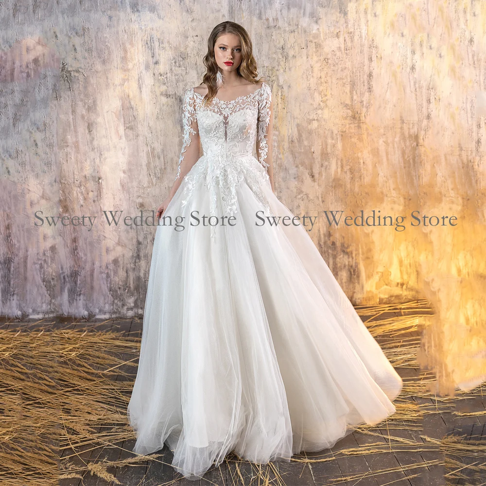 New 2022 Wedding Dress Vestido De Noiva Custom Size Sheer Scoop Long Sleeves Soft Tulle Sweep Train A Line Bridal Dresses
New 2022 Wedding Dress Vestido De Noiva Custom Size Sheer Scoop Long Sleeves Soft Tulle Sweep Train A Line Bridal Dresses